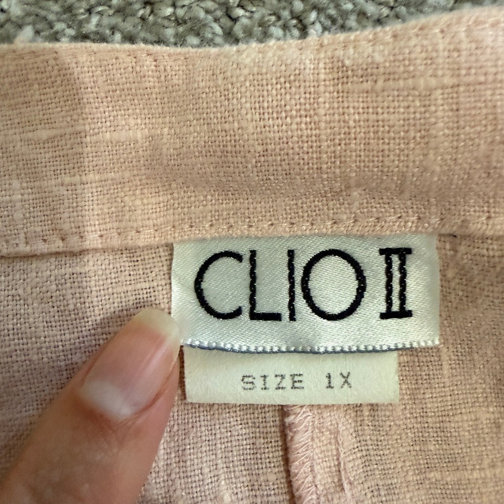 90s NWT 1X Pink 100% Linen Shift Dress Pockets CLIO II Coastal Grandma Soft Girl - Picture 7 of 11